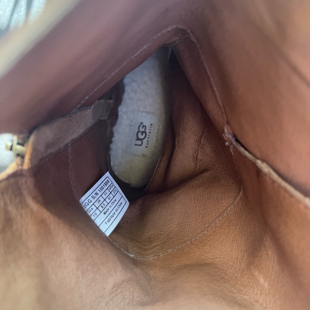 Ugg Australia Gillespie Fawn Leather Moto Boots With Sheepskin Lining - Picture 4 of 9